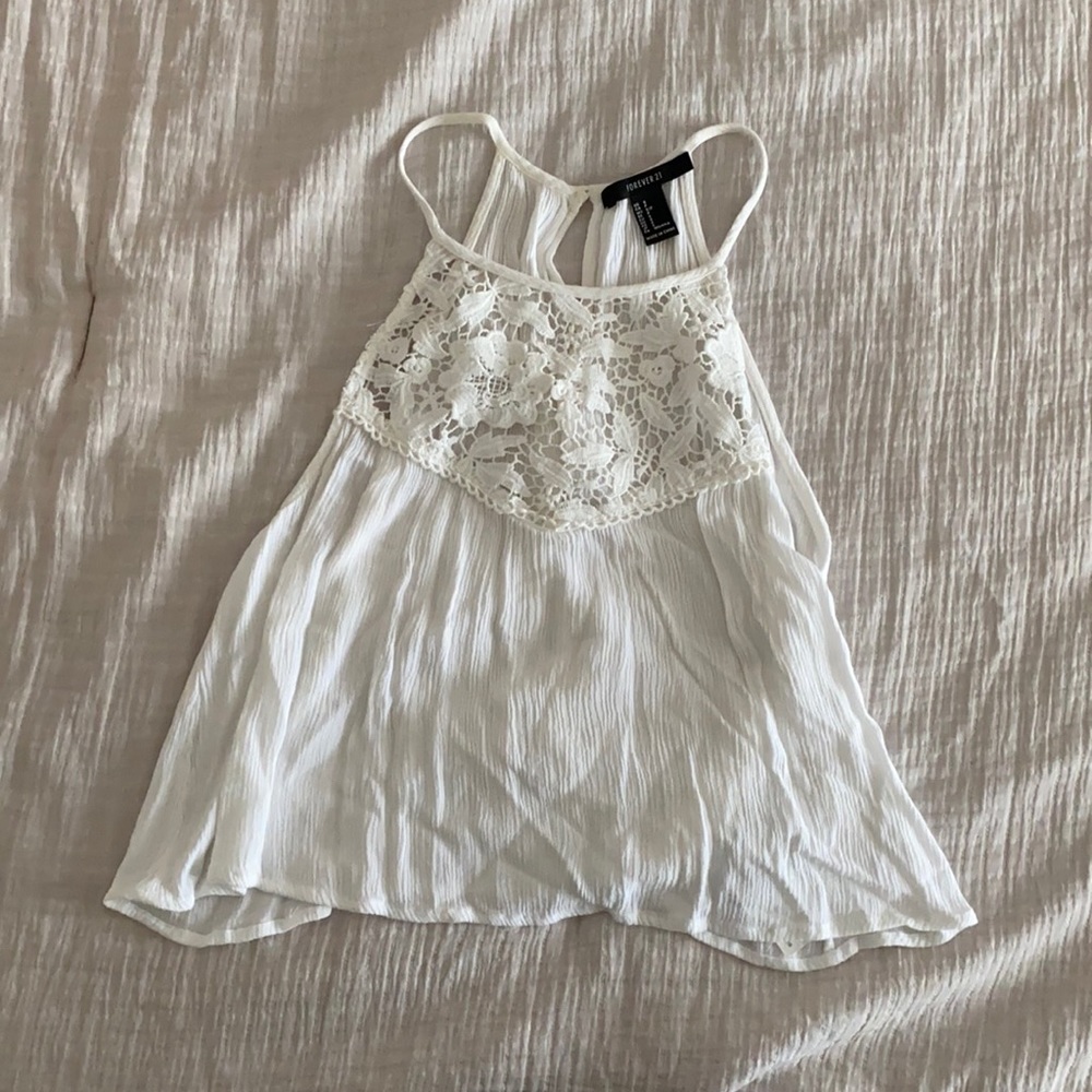 White floral lace crop top